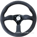 Grey suede purple stitching customized racing Steering Wheel